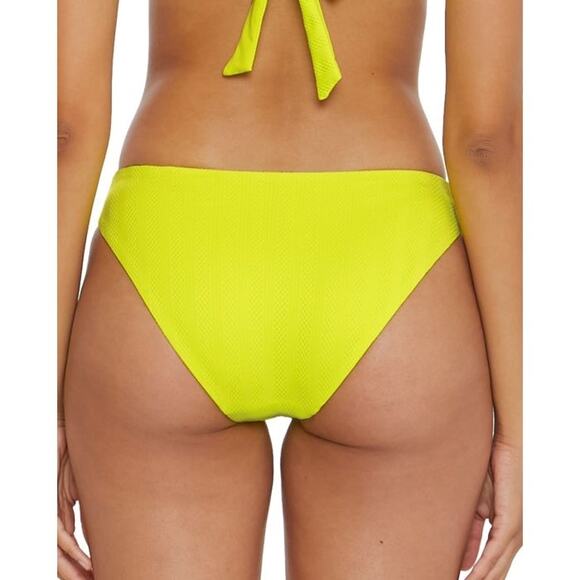 Becca Prima Neon Yellow Twist Front Hipster Bikini Swimsuit Bottoms Size Medium - Picture 4 of 13